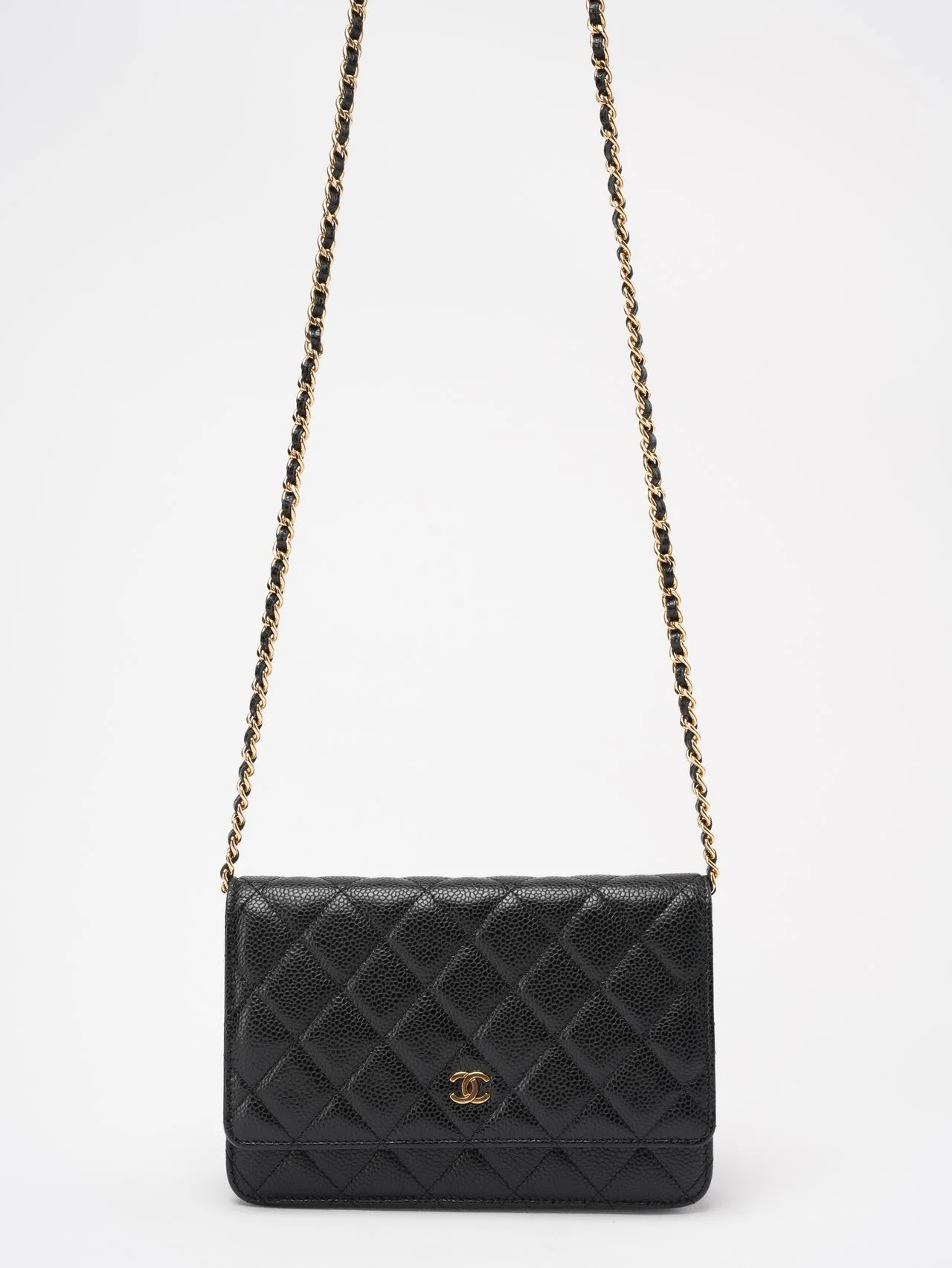 Chanel Black Classic Wallet on Chain WOC Bag Caviar 2013-2014
