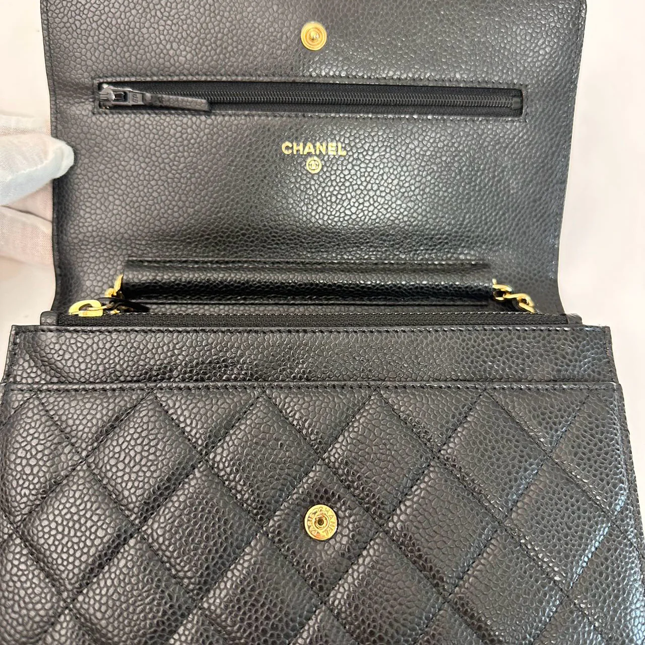 Chanel Black Classic Wallet on Chain WOC Bag Caviar 2013-2014