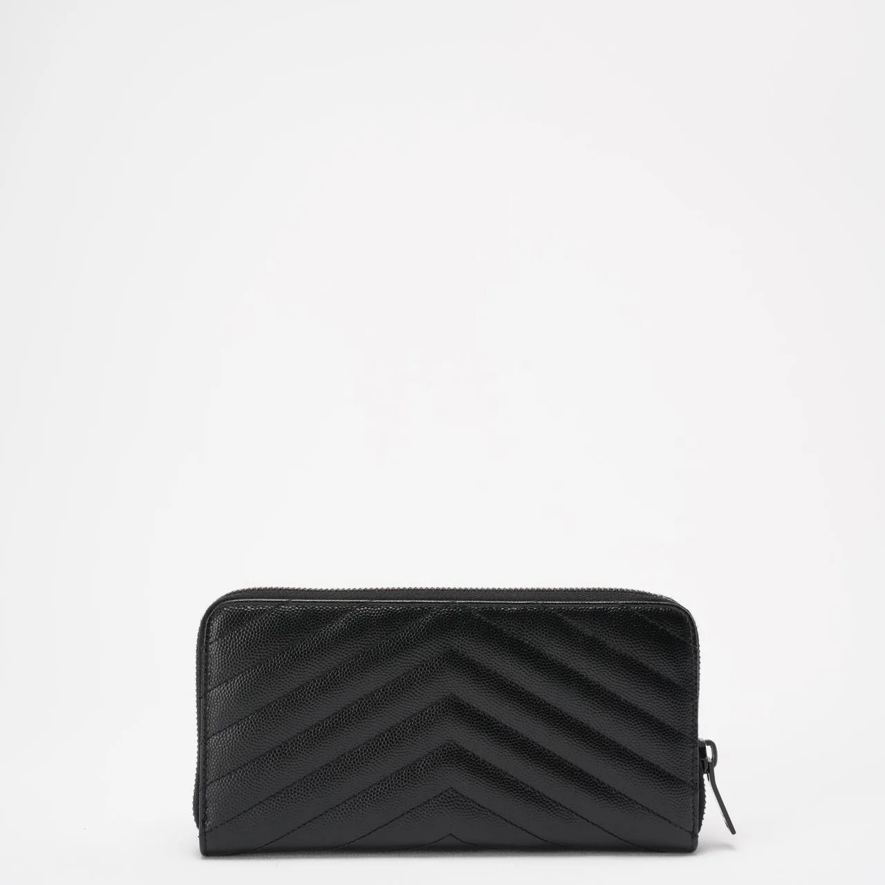 Saint Laurent Black Chevron Leather Continental Wallet