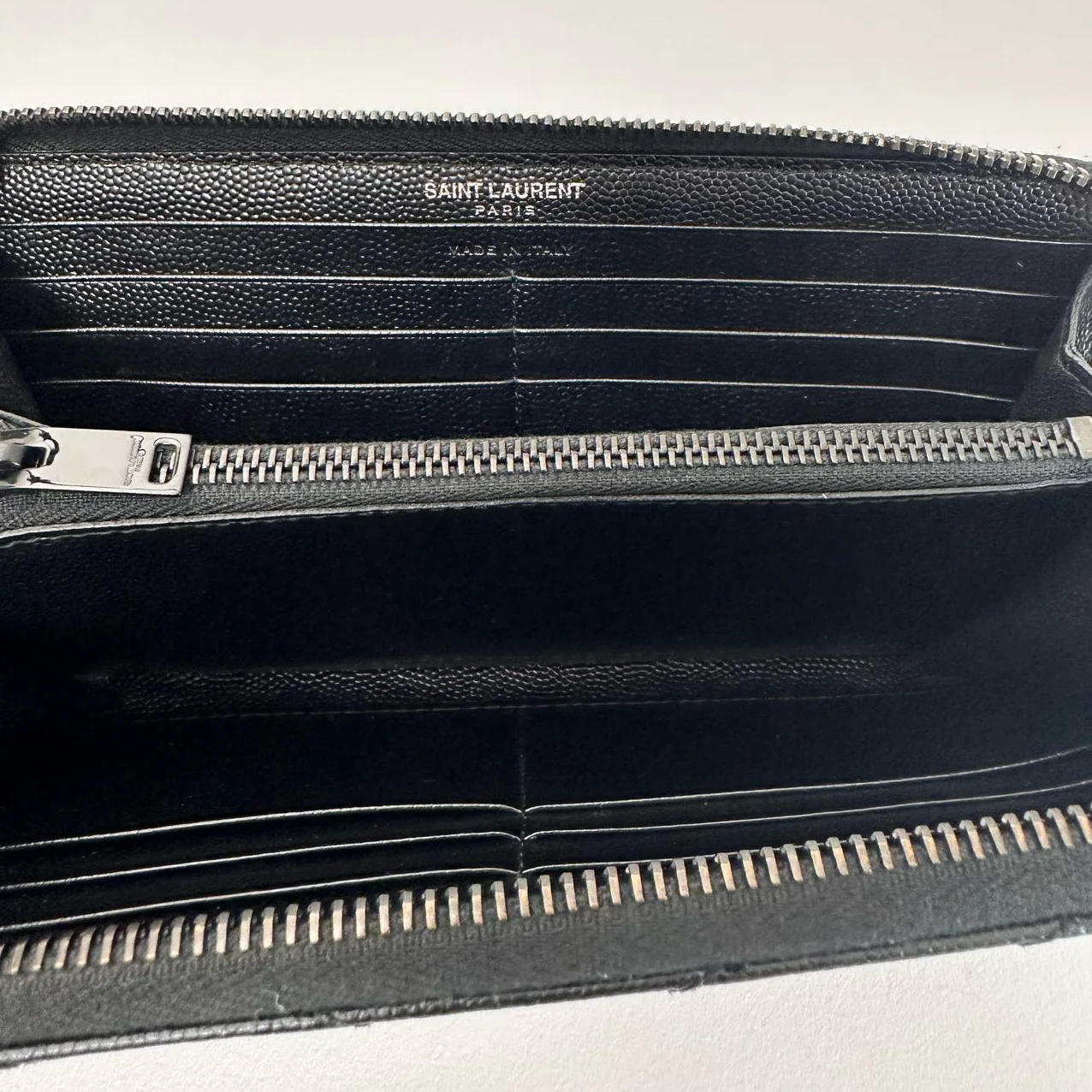 Saint Laurent Black Chevron Leather Continental Wallet
