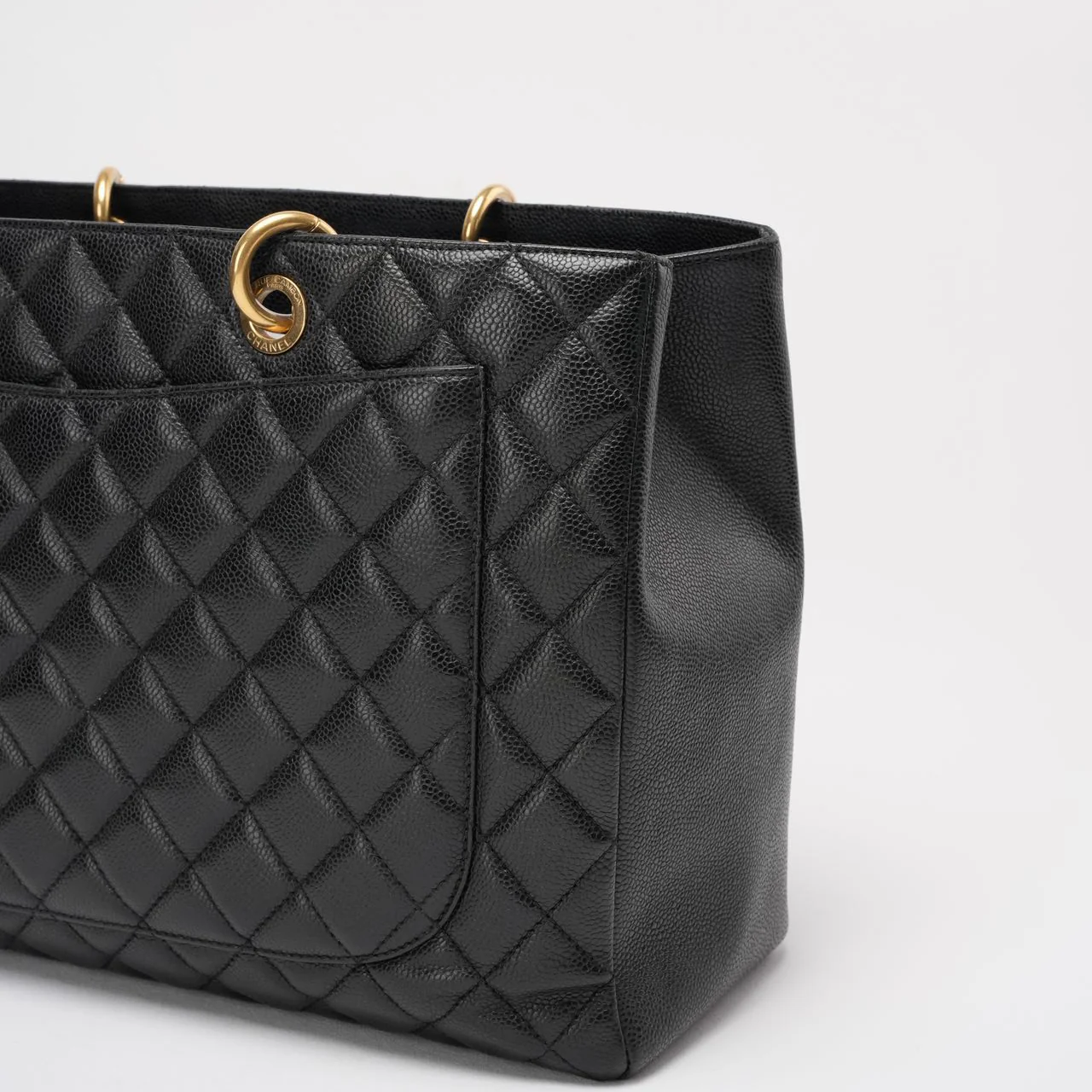 Chanel Black Grand Shopping Tote (GST) Bag in Caviar Leather