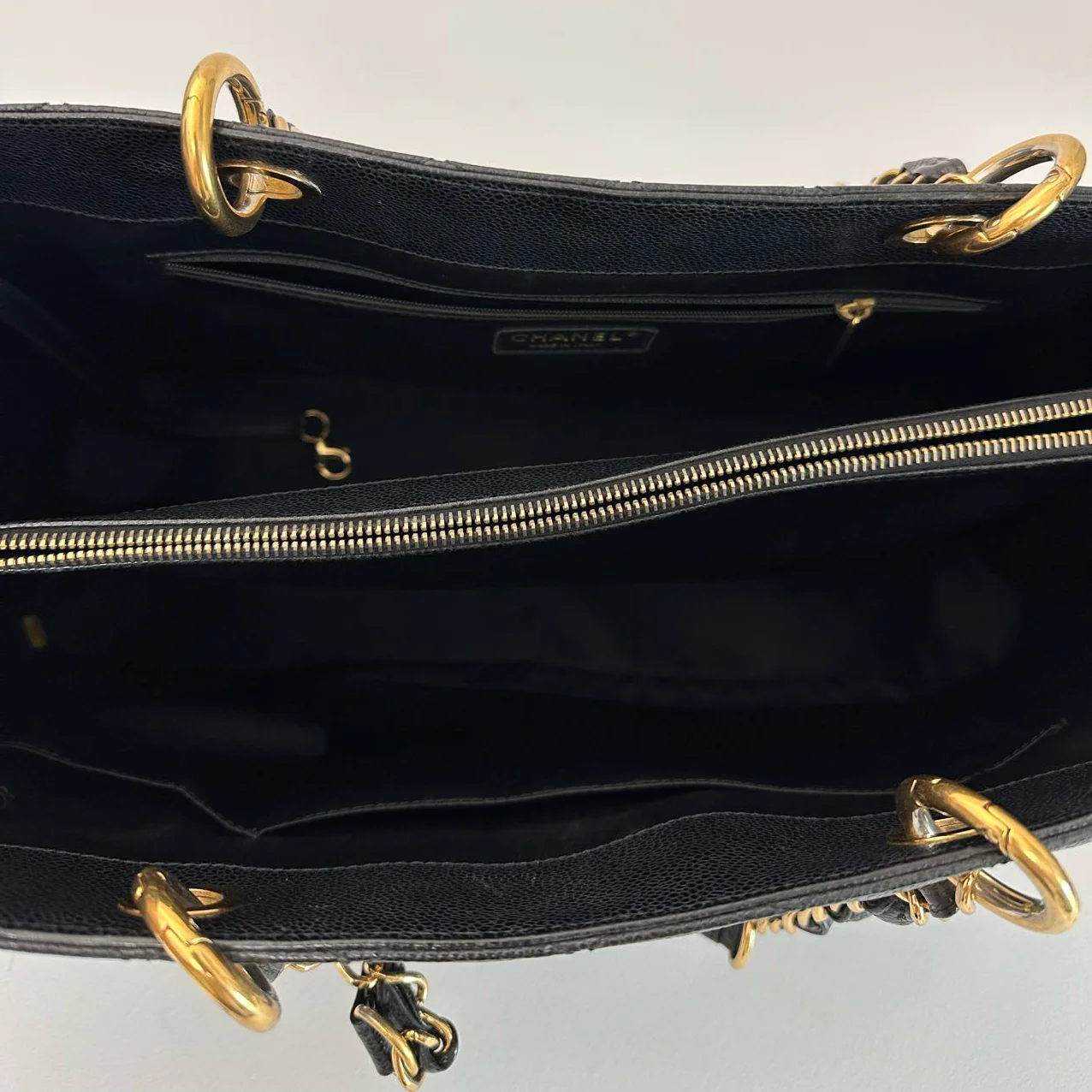 Chanel Black Grand Shopping Tote (GST) Bag in Caviar Leather