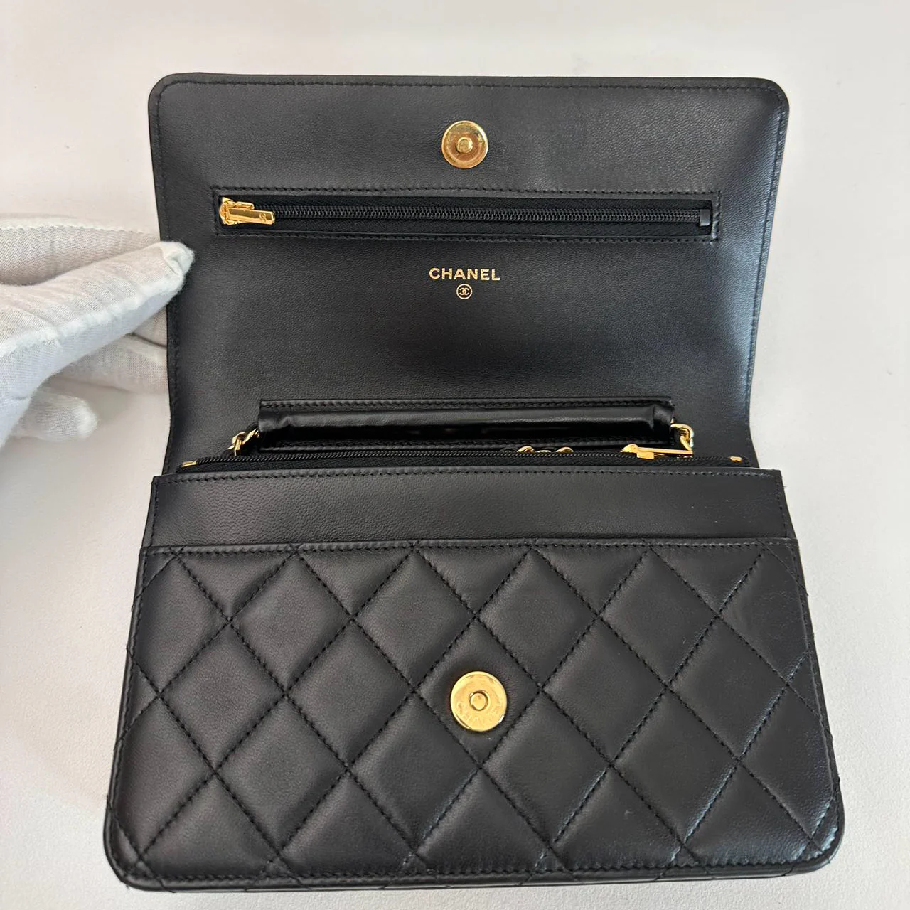 Chanel Black Wallet on Chain Bag Lambskin 2019