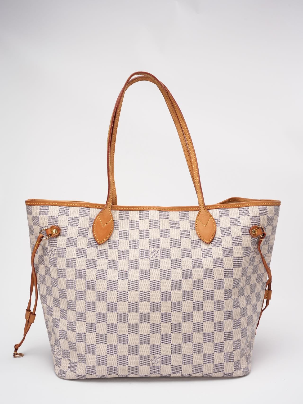 Louis Vuitton White Canvas Damier Azur Neverfull MM Tote Bag 2014