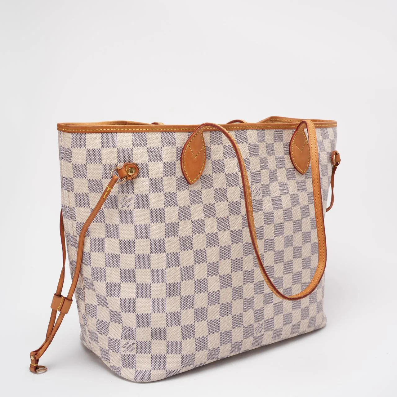 Louis Vuitton White Canvas Damier Azur Neverfull MM Tote Bag 2014
