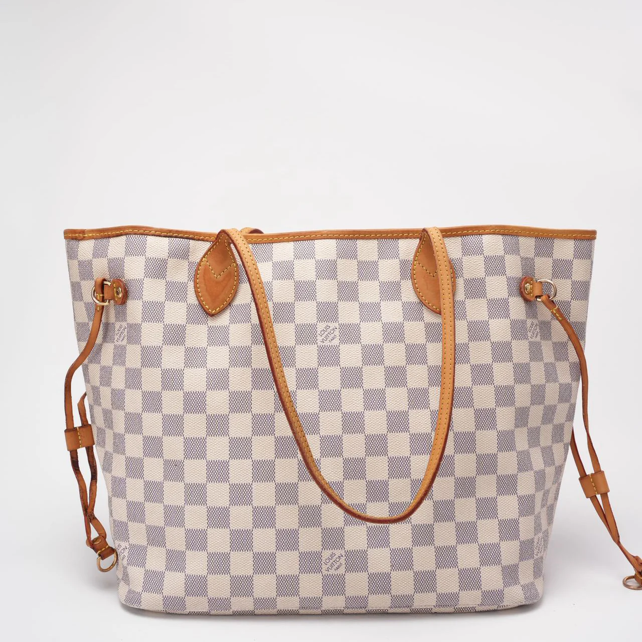 Louis Vuitton White Canvas Damier Azur Neverfull MM Tote Bag 2014