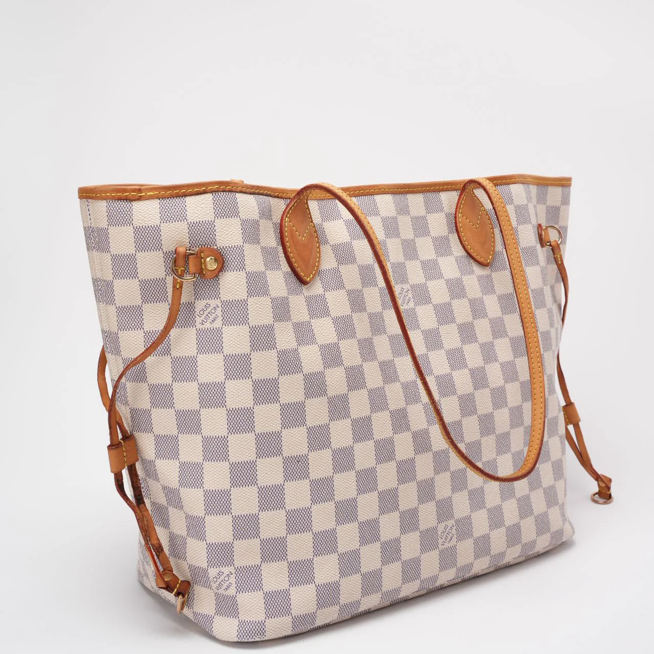 Louis Vuitton White Canvas Damier Azur Neverfull MM Tote Bag 2014