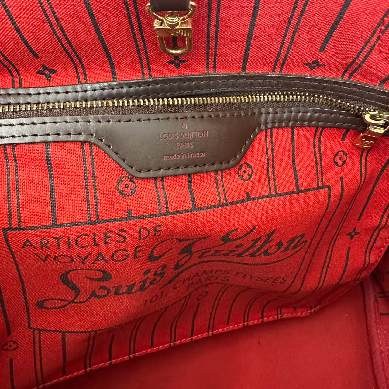 Louis Vuitton Damier Ebene Neverfull MM Tote Bag 2009