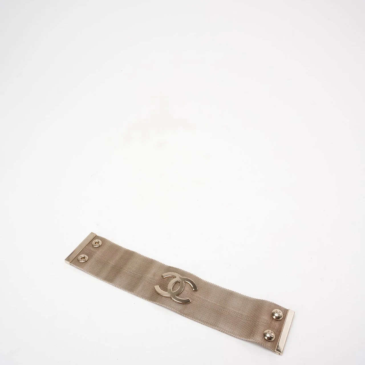 Chanel Metal Mesh CC Bracelet Light Gold