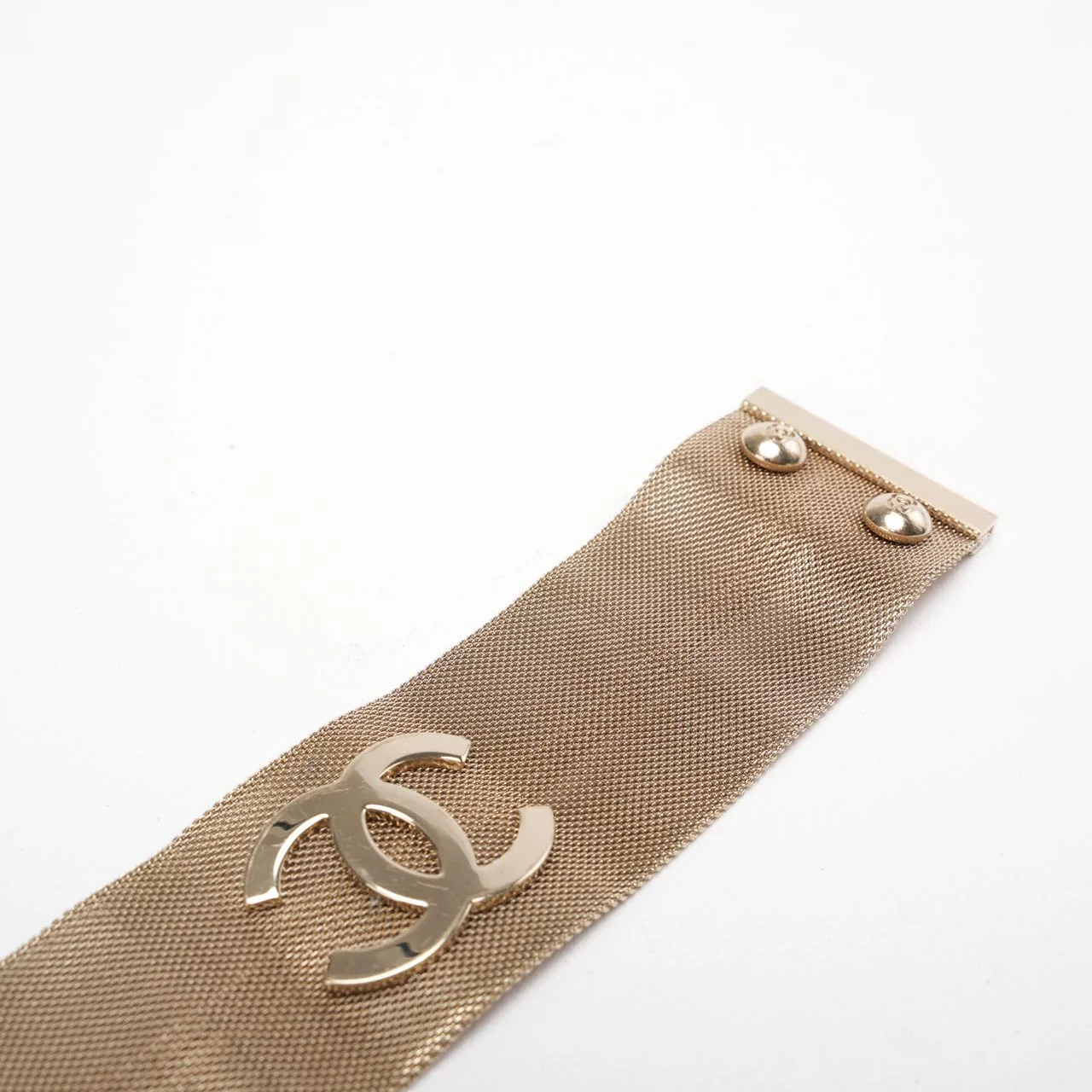 Chanel Metal Mesh CC Bracelet Light Gold