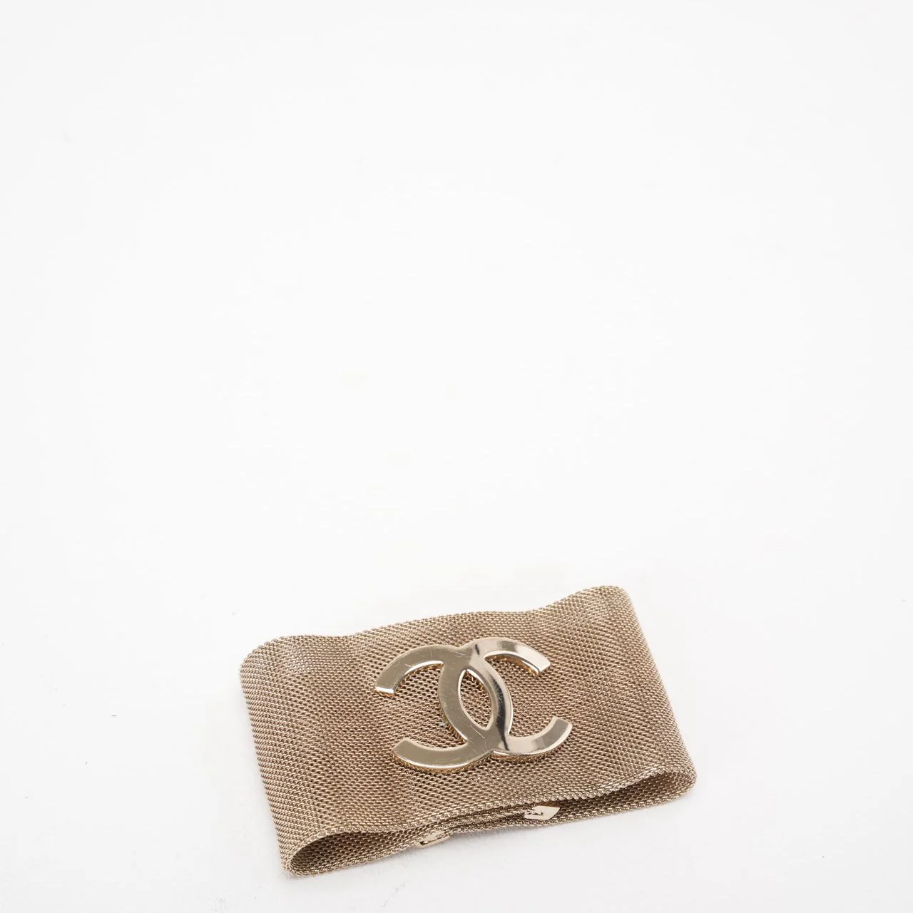Chanel Metal Mesh CC Bracelet Light Gold