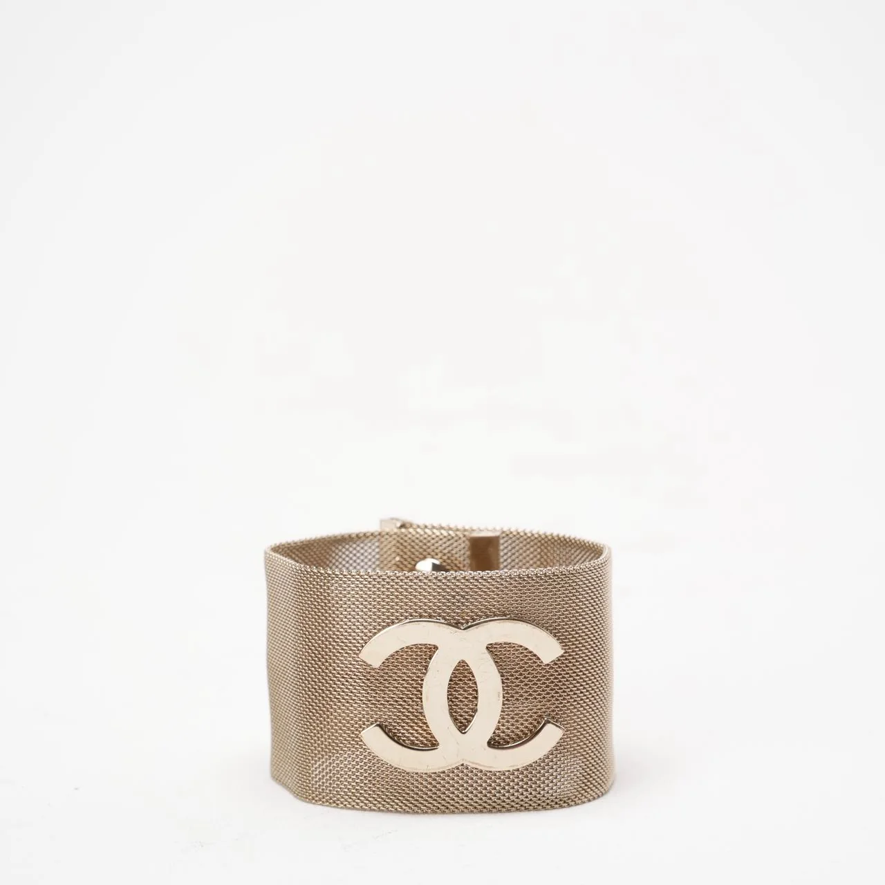Chanel Metal Mesh CC Bracelet Light Gold