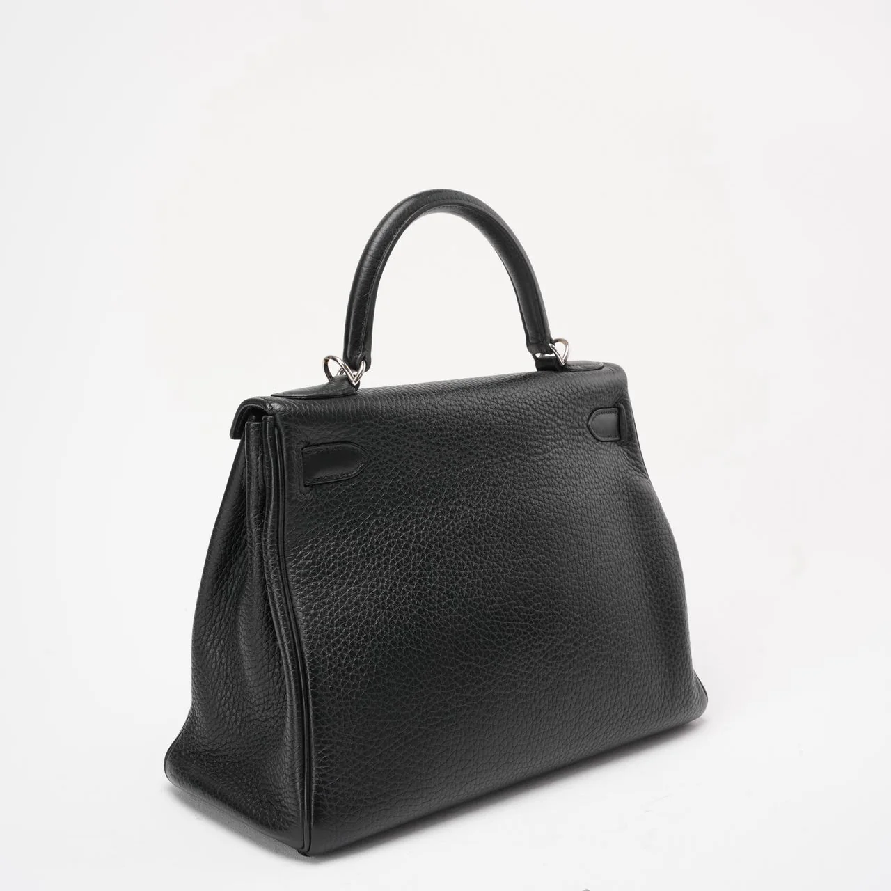 Hermès Black Kelly 28 P Square Togo Leather Palladium