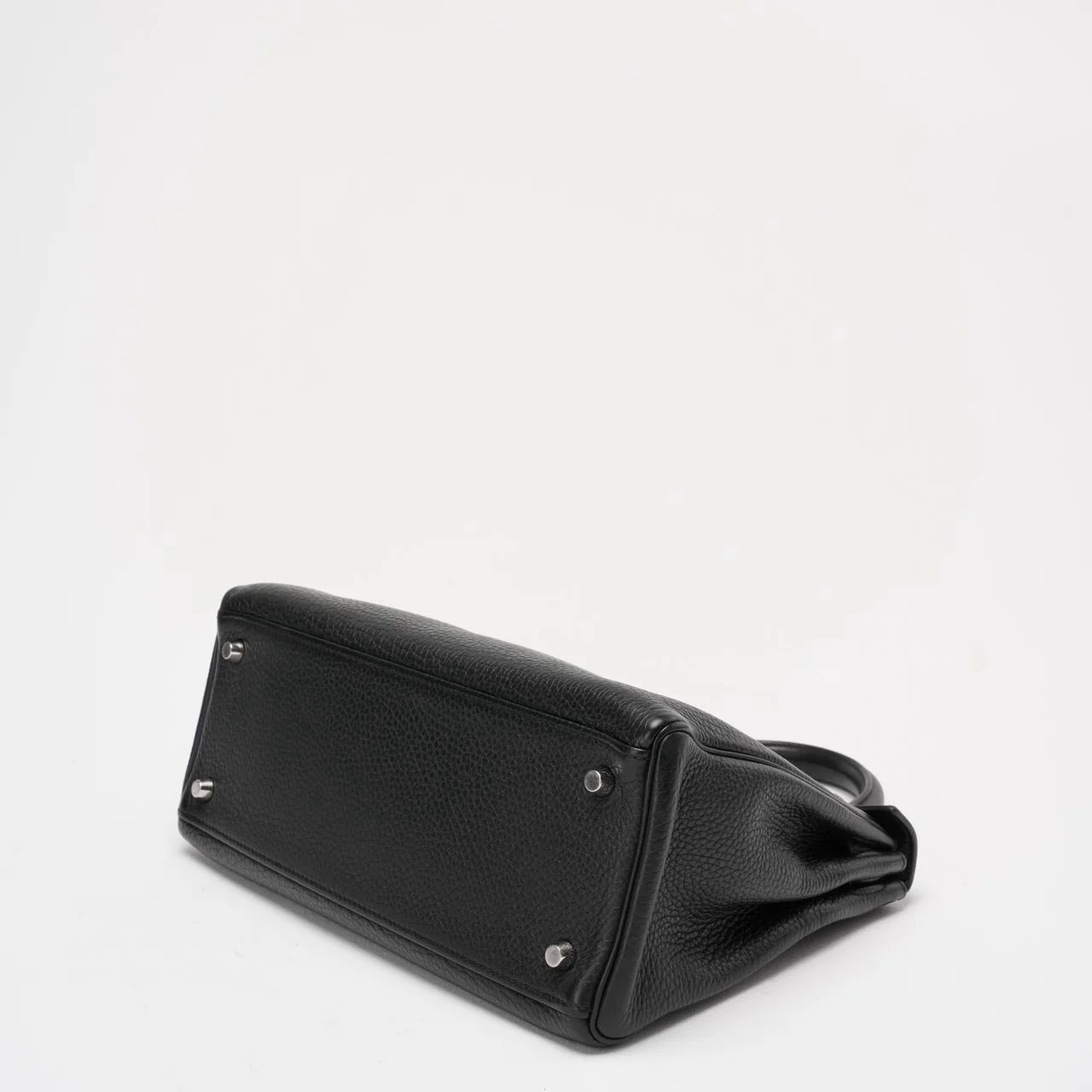 Hermès Black Kelly 28 P Square Togo Leather Palladium