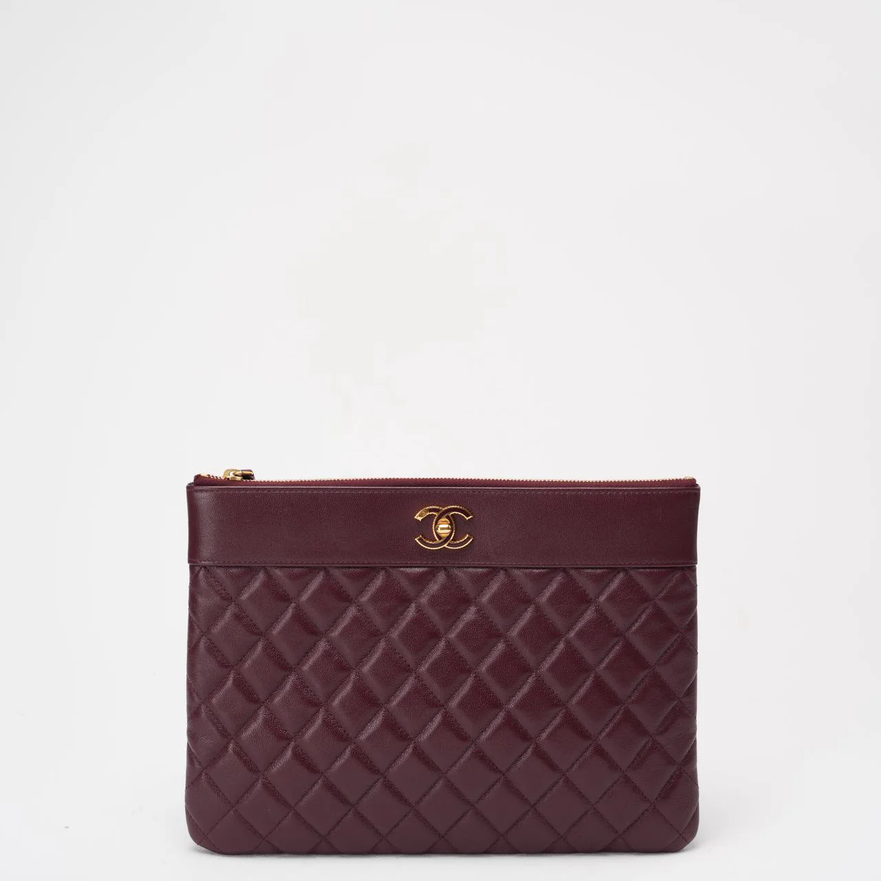Chanel Burgundy Lambskin Leather Clutch 2016-2017