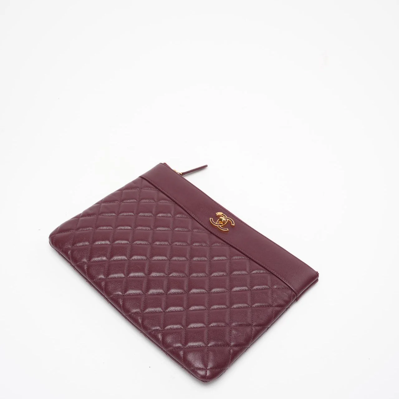 Chanel Burgundy Lambskin Leather Clutch 2016-2017