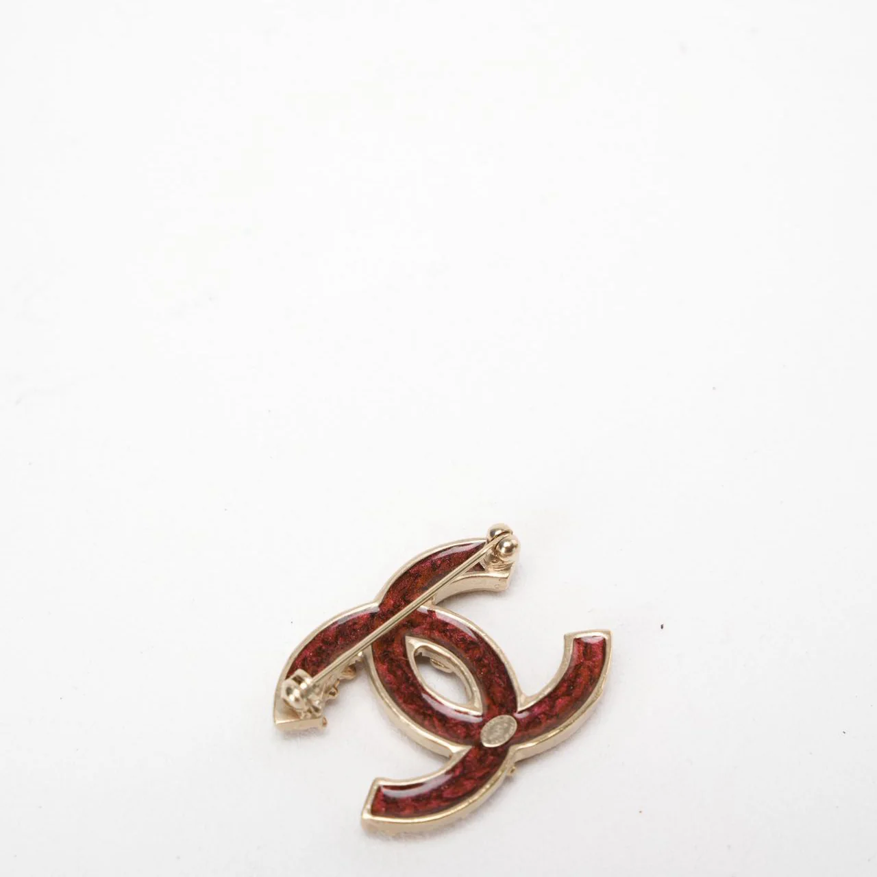 Chanel CC Logo Burgundy Pearls Brooch