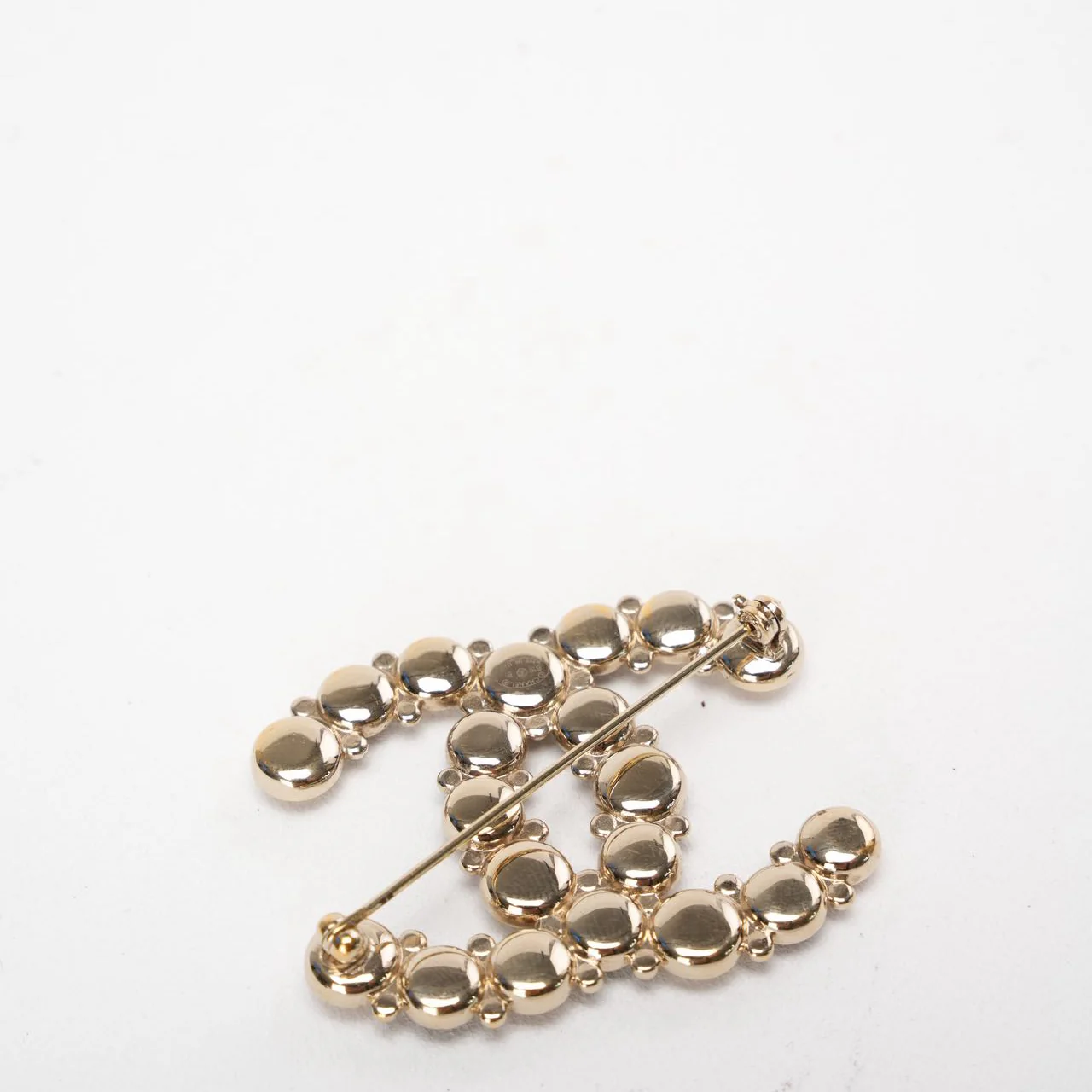 Chanel CC Brooch with Faux Pearls and Black Resin Beads
