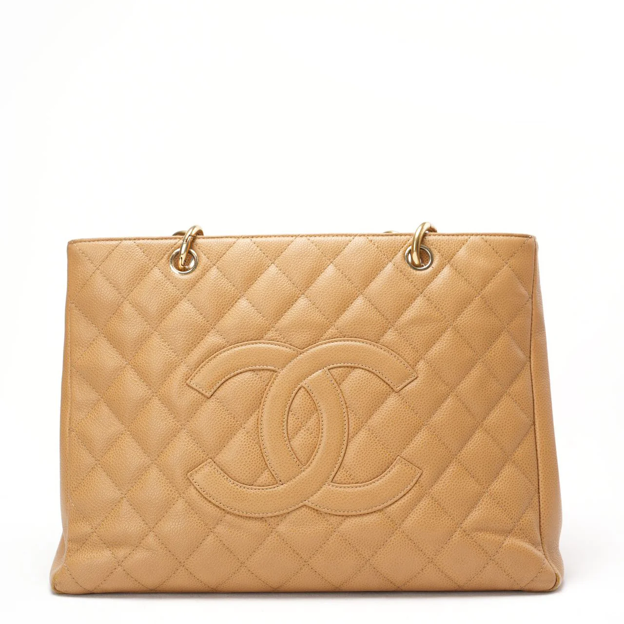 Chanel Vintage Beige Grand Shopping Tote GST Caviar 2003-2004