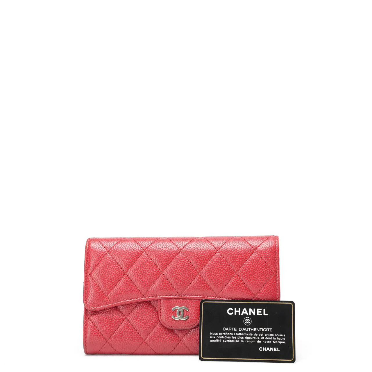 Portefeuille à rabat large Chanel rouge Caviar 2014-2015