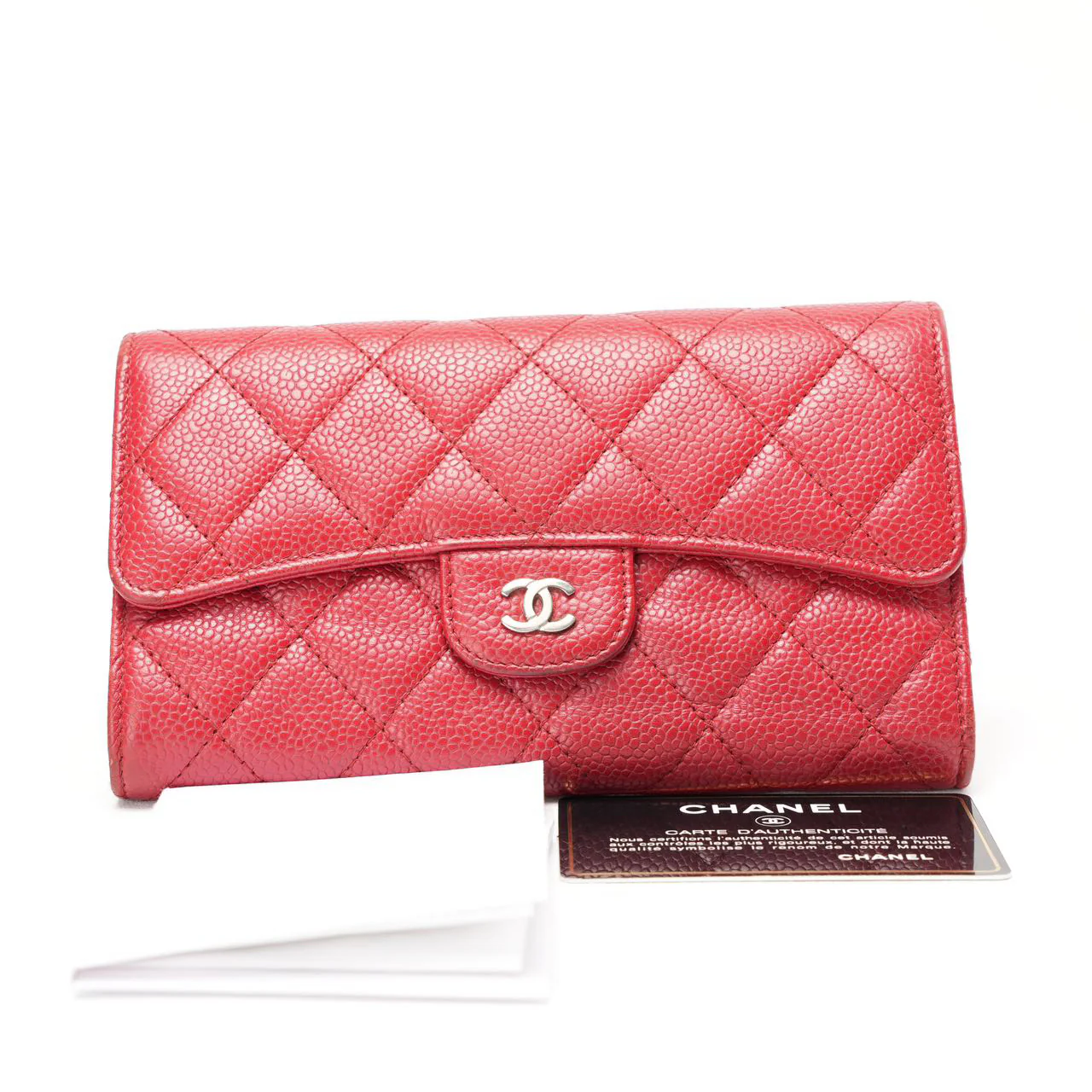Chanel Red Large Flap Wallet Caviar 2014-2015