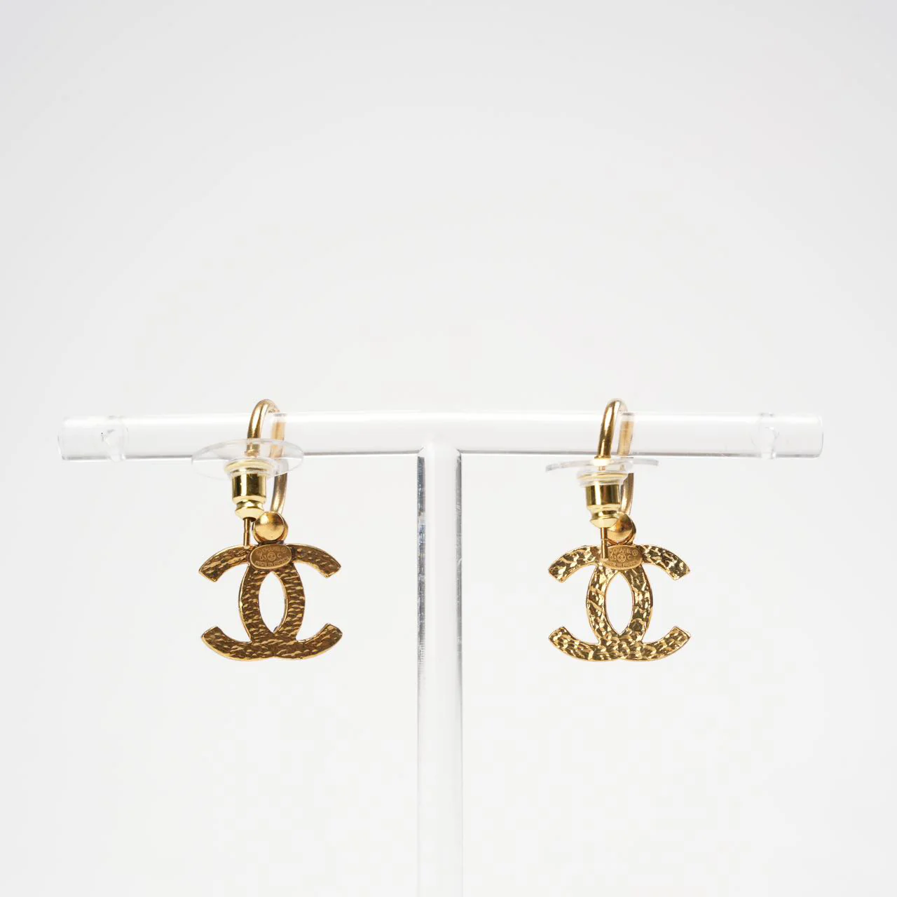 Chanel Faux Pearl/Black Gold Tone CC Earrings