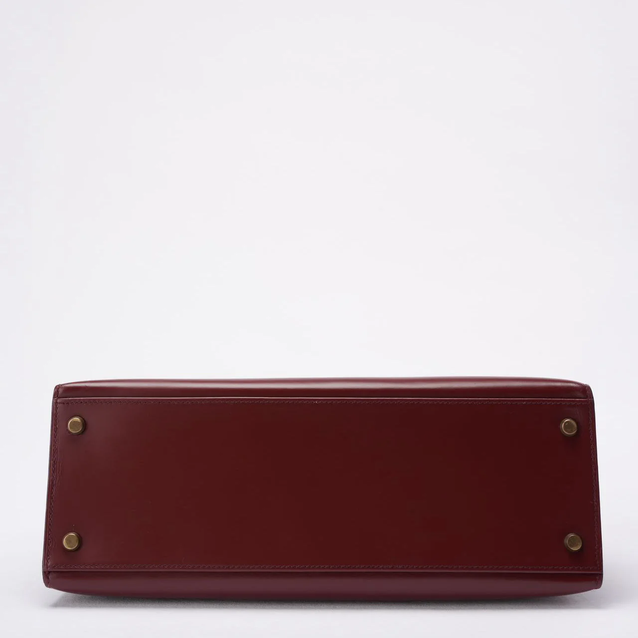 Hermes Vintgae Kelly 32 Burgundy Red Box Leather 1985