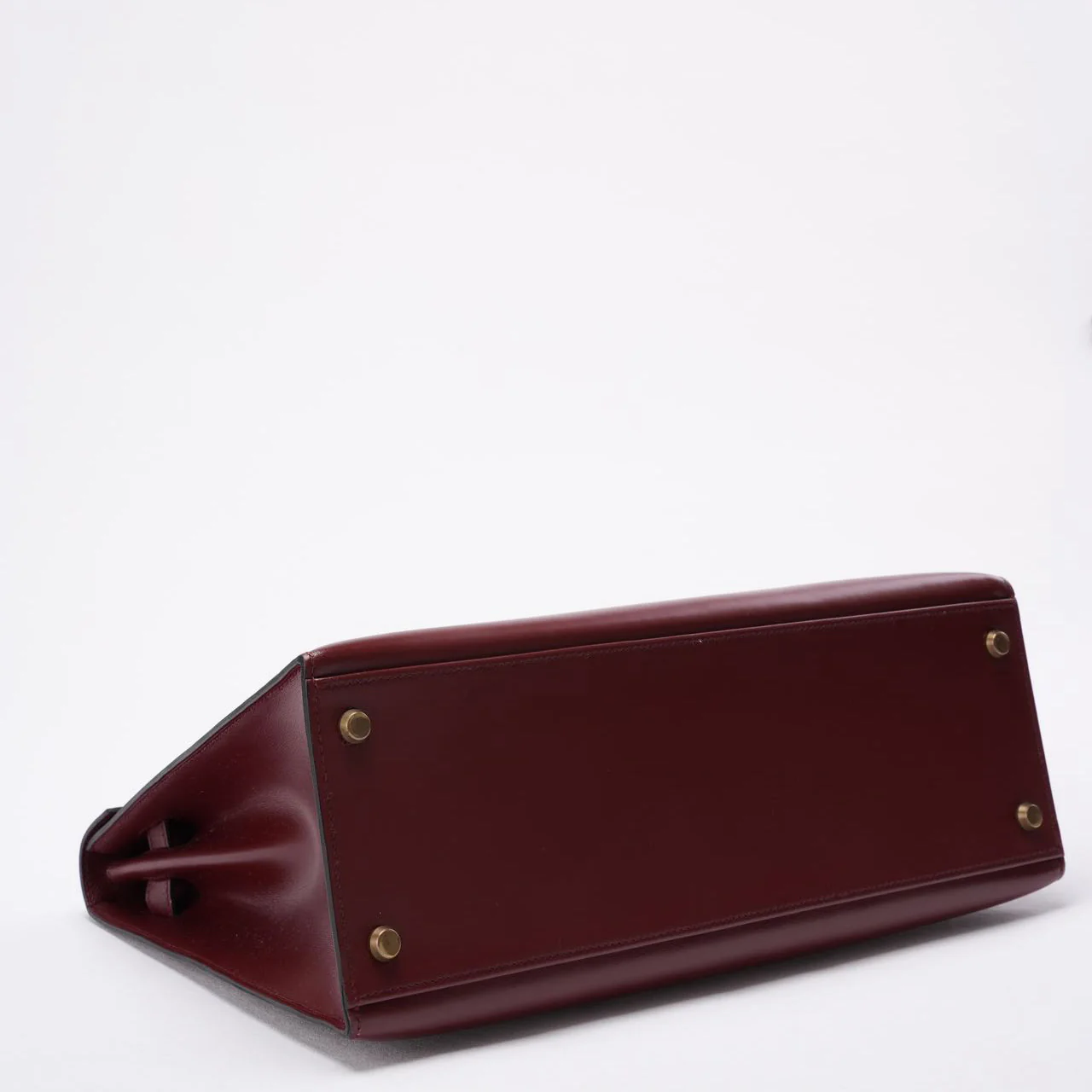 Hermes Vintgae Kelly 32 Burgundy Red Box Leather 1985