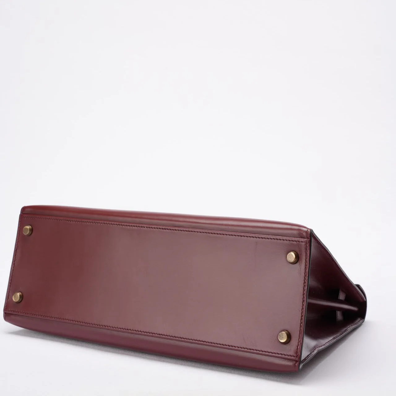 Hermes Vintgae Kelly 32 Burgundy Red Box Leather 1985