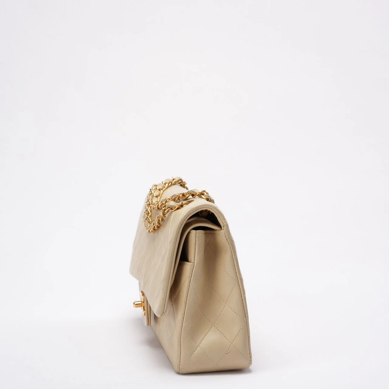 Chanel Beige Vintage Medium Classic Flap Lambskin 1996-1997