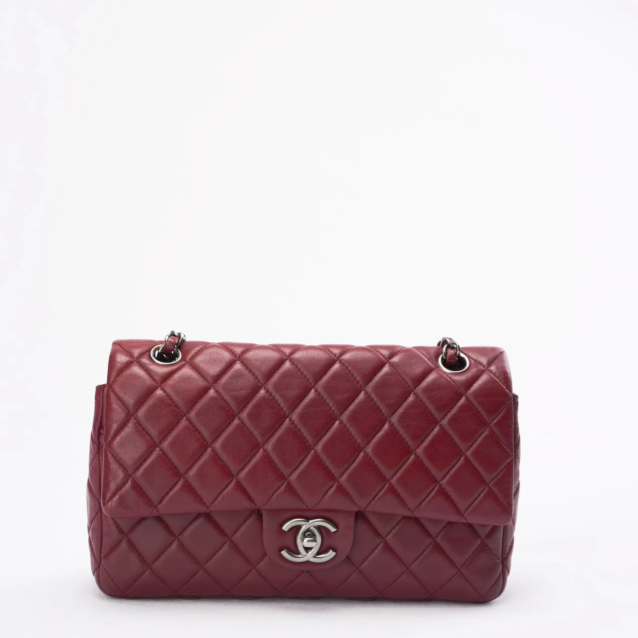 Chanel Burgundy Classic Double Flap Bag Lambskin 2008-2009