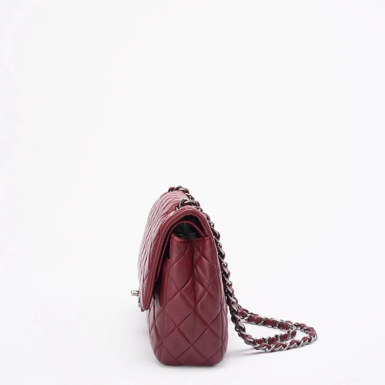 Chanel Burgundy Classic Double Flap Bag Lambskin 2008-2009