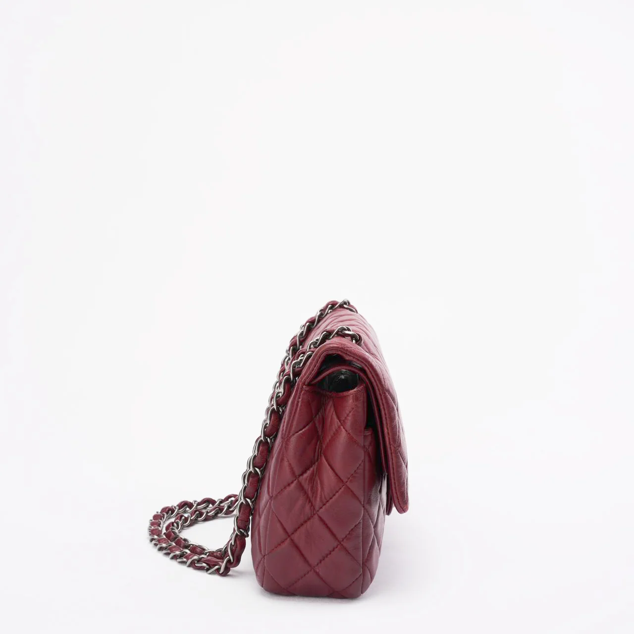 Chanel Burgundy Classic Double Flap Bag Lambskin 2008-2009