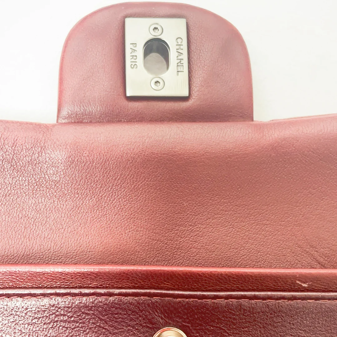 Chanel Burgundy Classic Double Flap Bag Lambskin 2008-2009