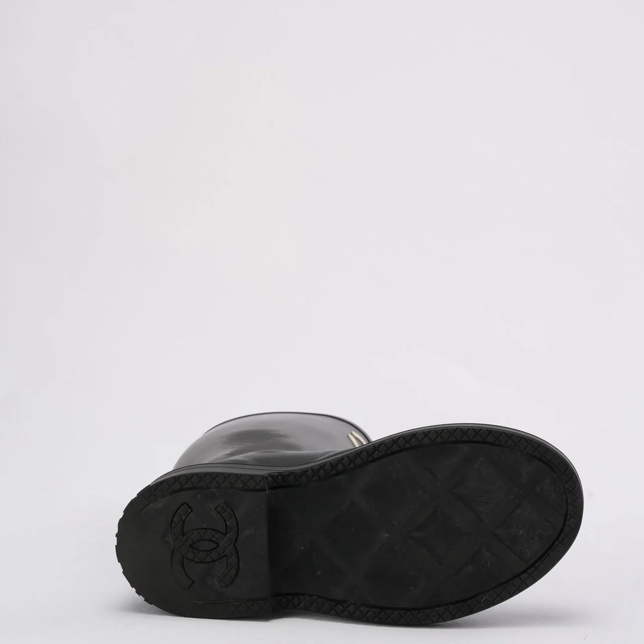 Chanel Classic Rain Boots in Black / White With CC Logo 38