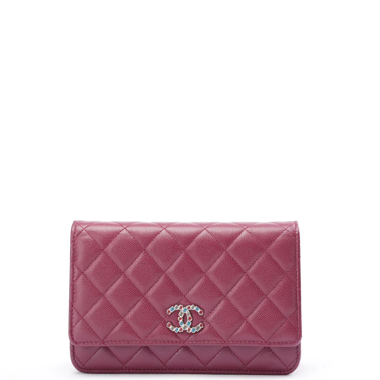 Chanel Burgundy Wallet on Chain (WOC) Multicolor CC