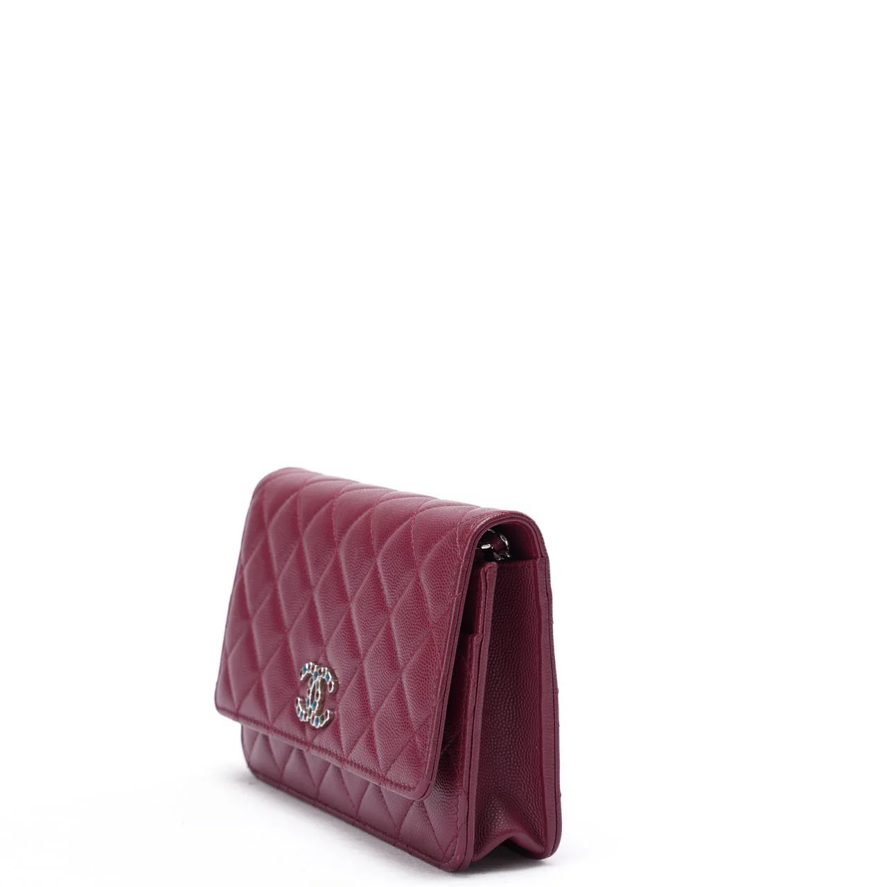 Chanel Burgundy Wallet on Chain (WOC) Multicolor CC