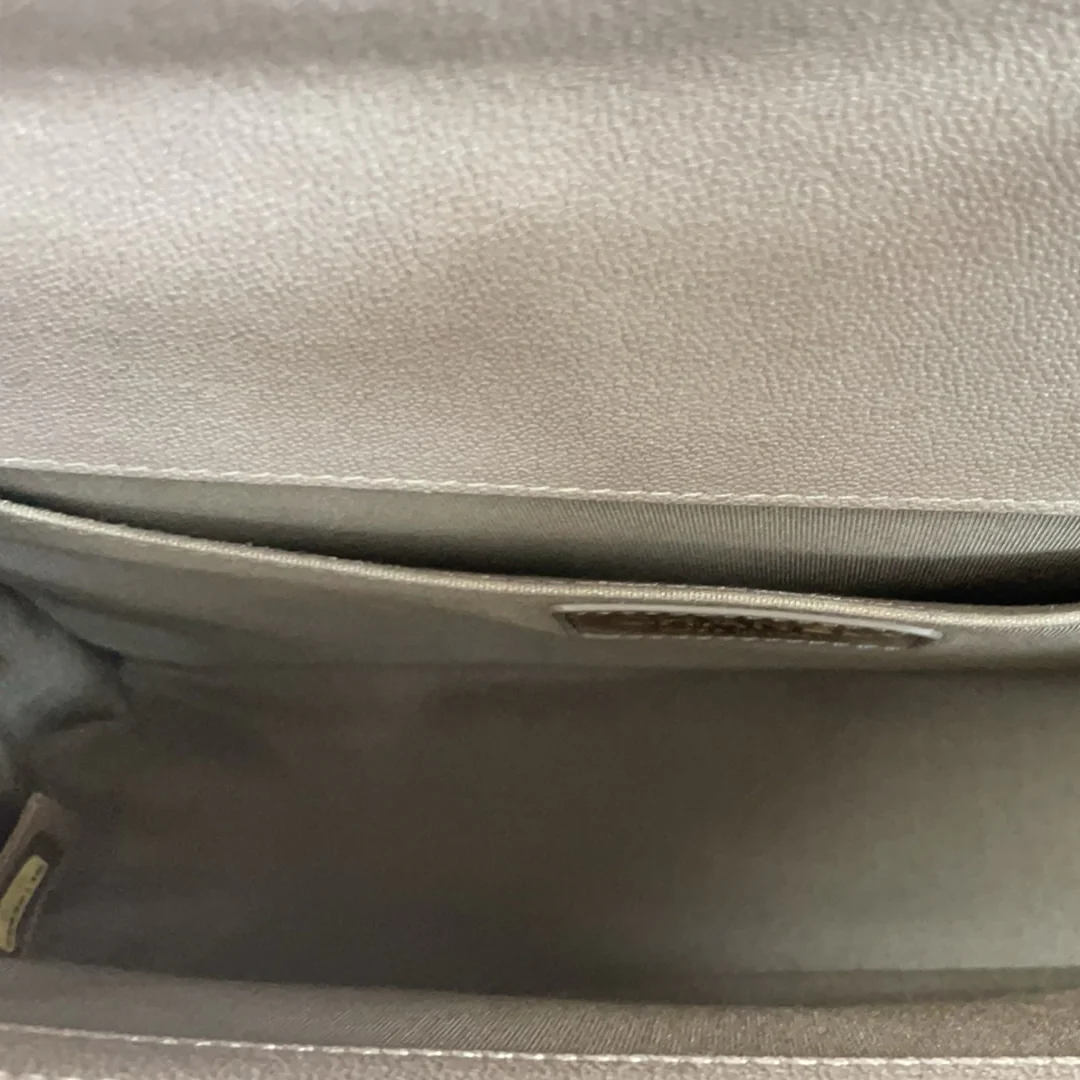 Chanel Boy Medium Grey Flap Bag Quilted Caviar 2019