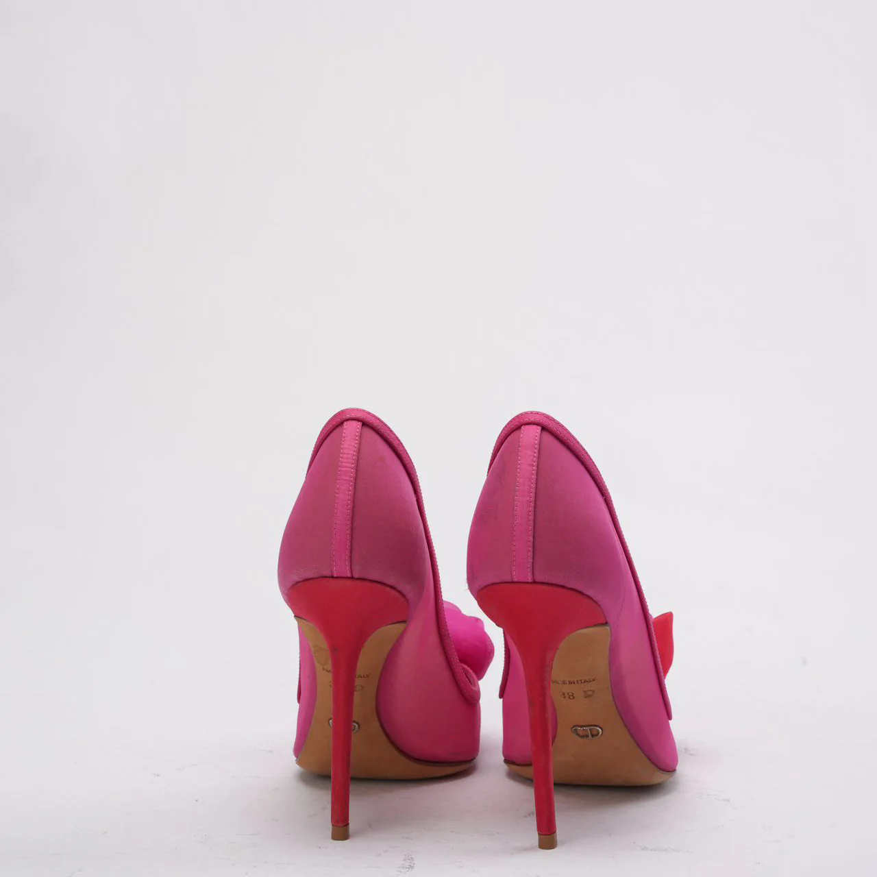 Christian Dior Pink Satin Pointed-Toe Pumps 38D