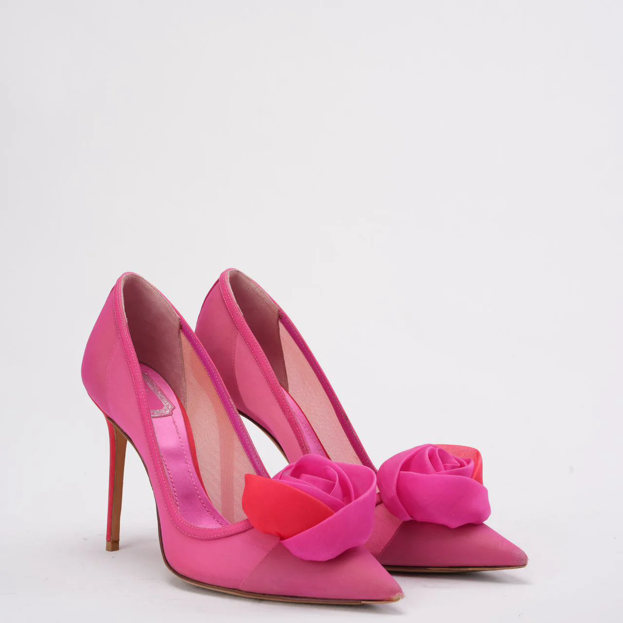 Christian Dior Pink Satin Pointed-Toe Pumps 38D