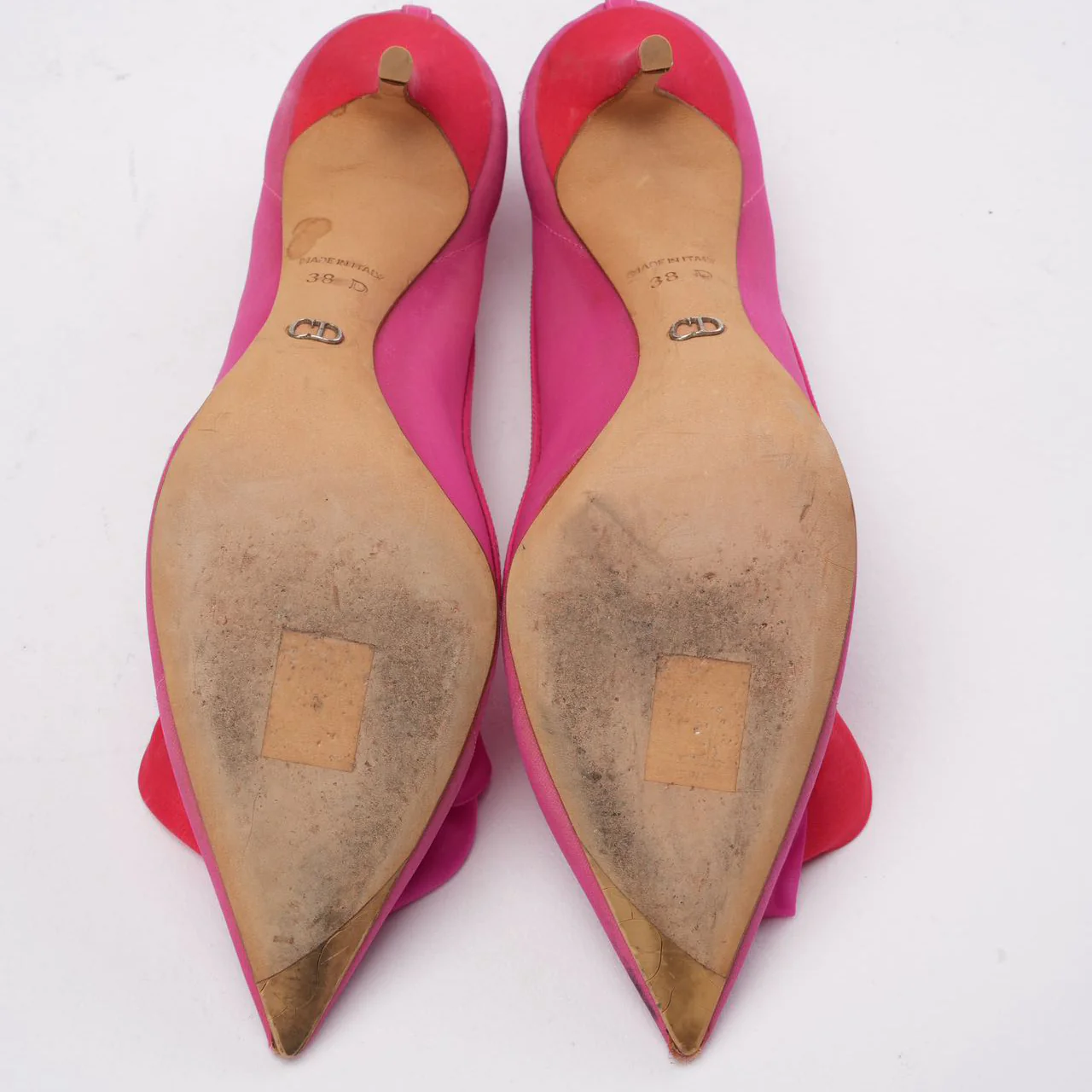 Christian Dior Pink Satin Pointed-Toe Pumps 38D