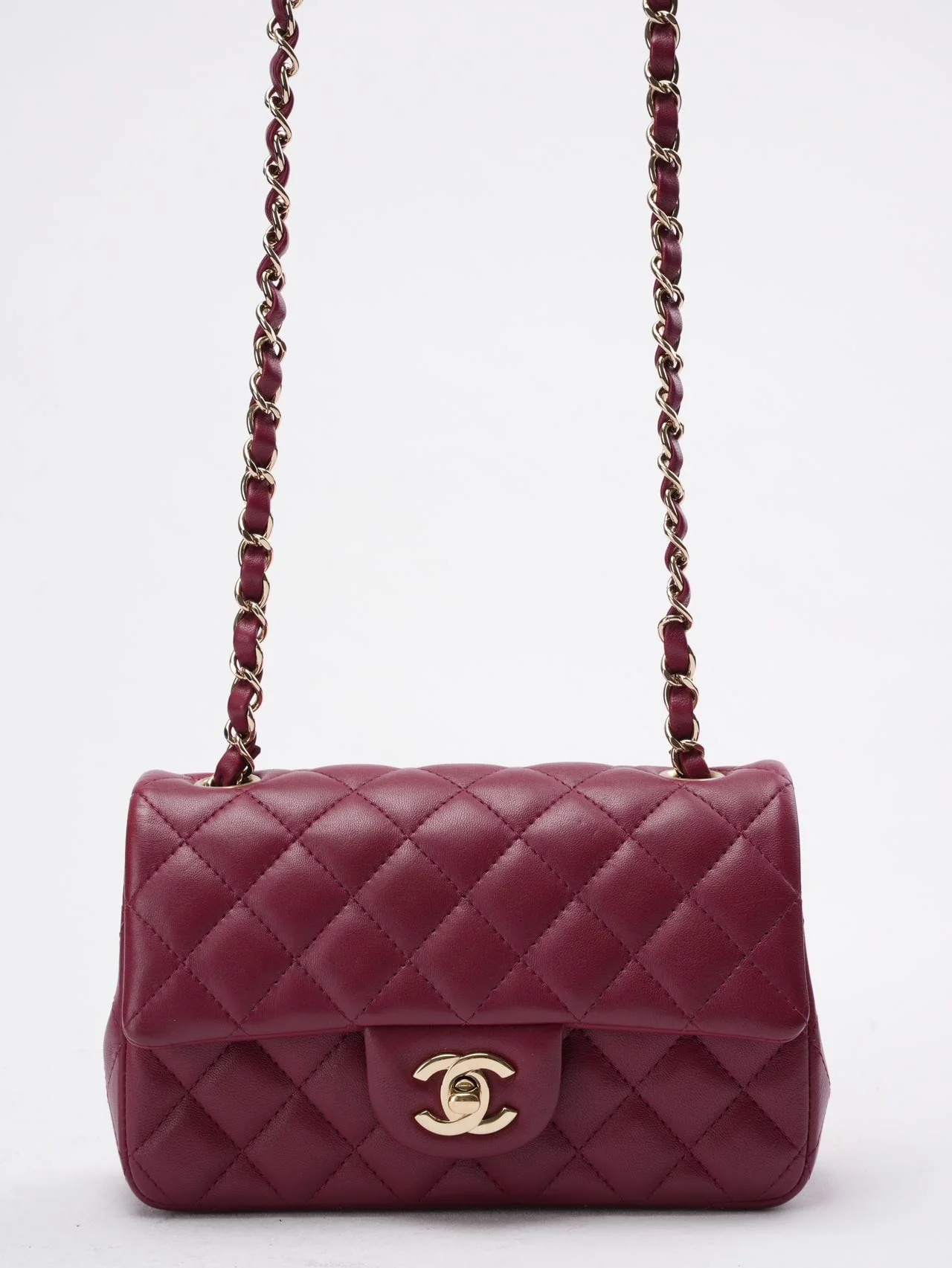 Chanel Burgundy Red Mini Classic Flap Bag 2021
