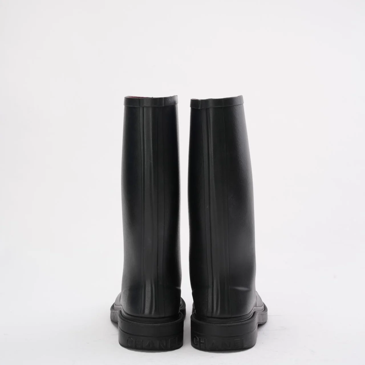 Chanel Classic Rain Boots in Black/White With CC Logo 39