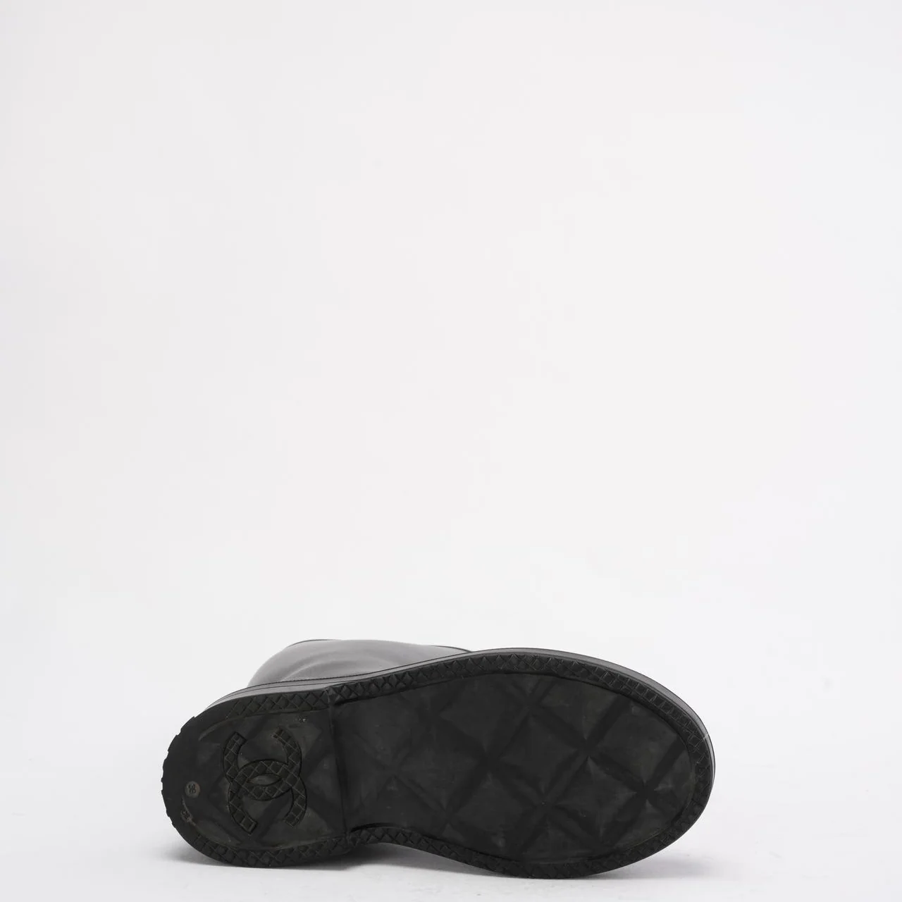 Chanel Classic Rain Boots in Black/White With CC Logo 39