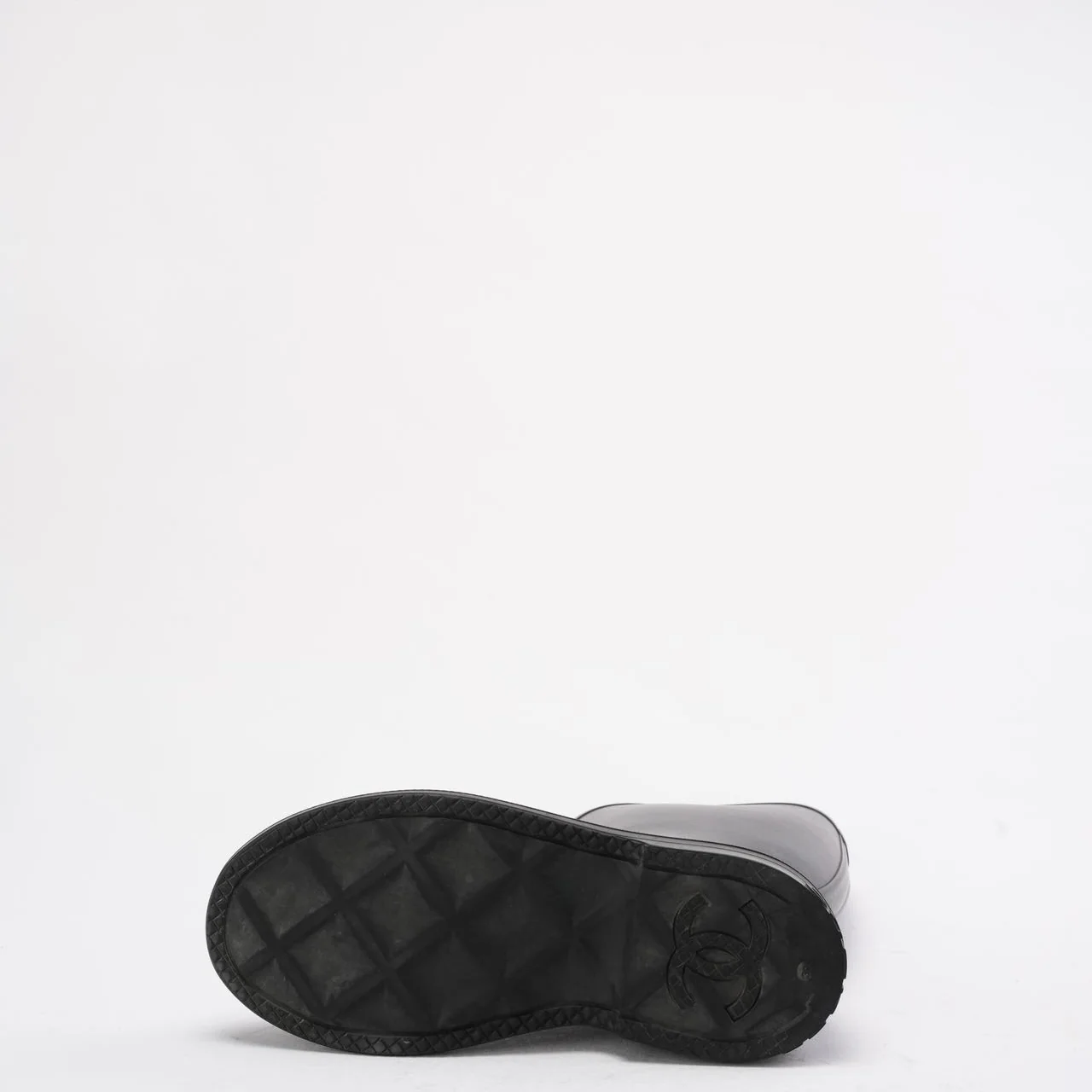 Chanel Classic Rain Boots in Black/White With CC Logo 39
