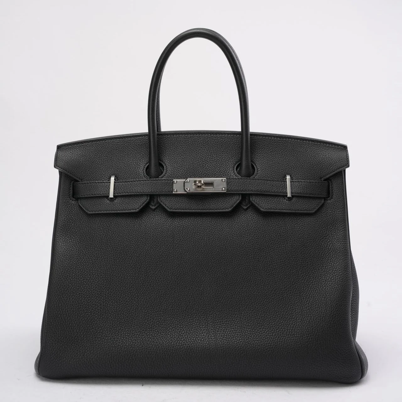 Hermès Black Birkin 35 Retourne Togo Leather Bag with Palladium Hardware 2015