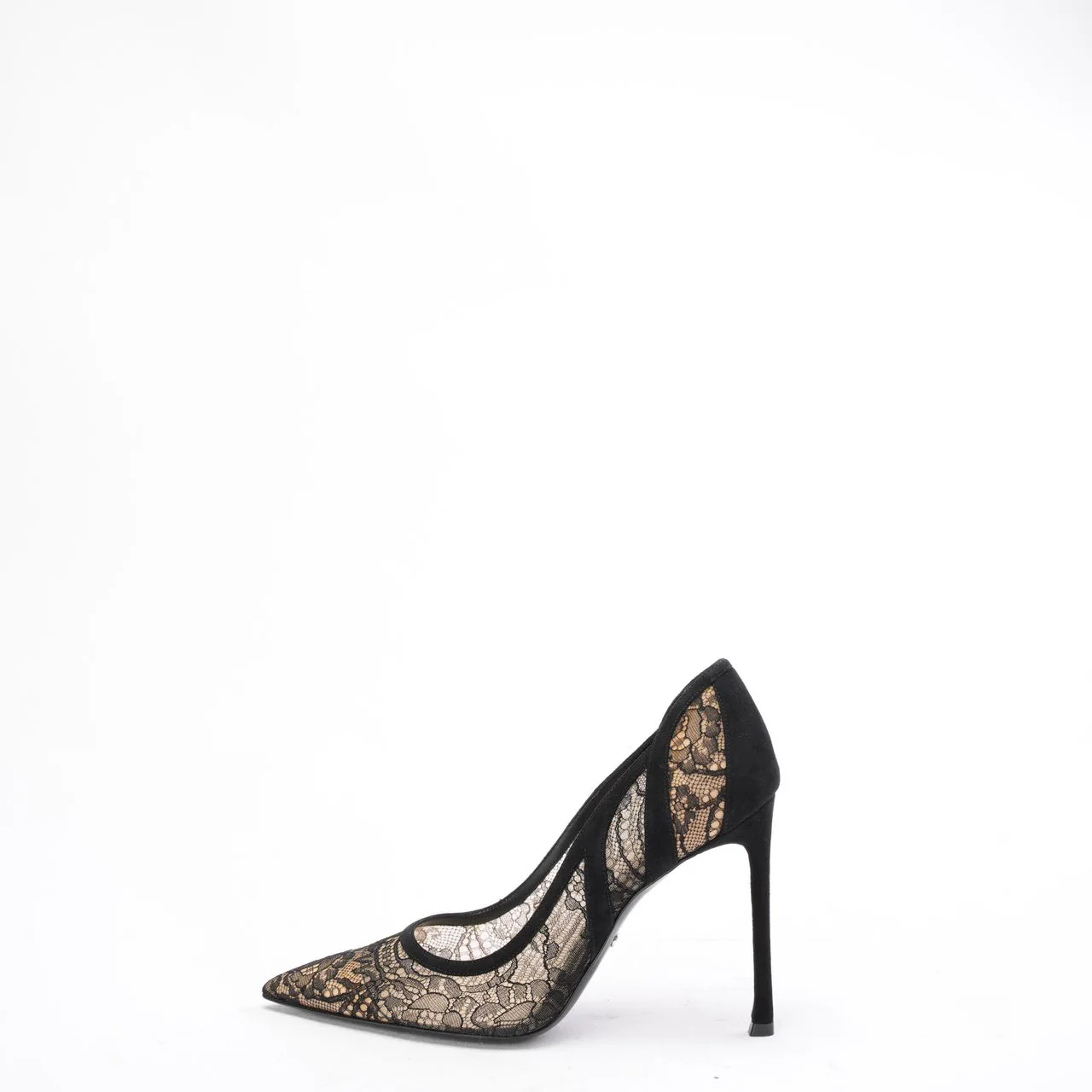 Dior Black Lace and Suede Pointed Toe Pumps Size 38.5