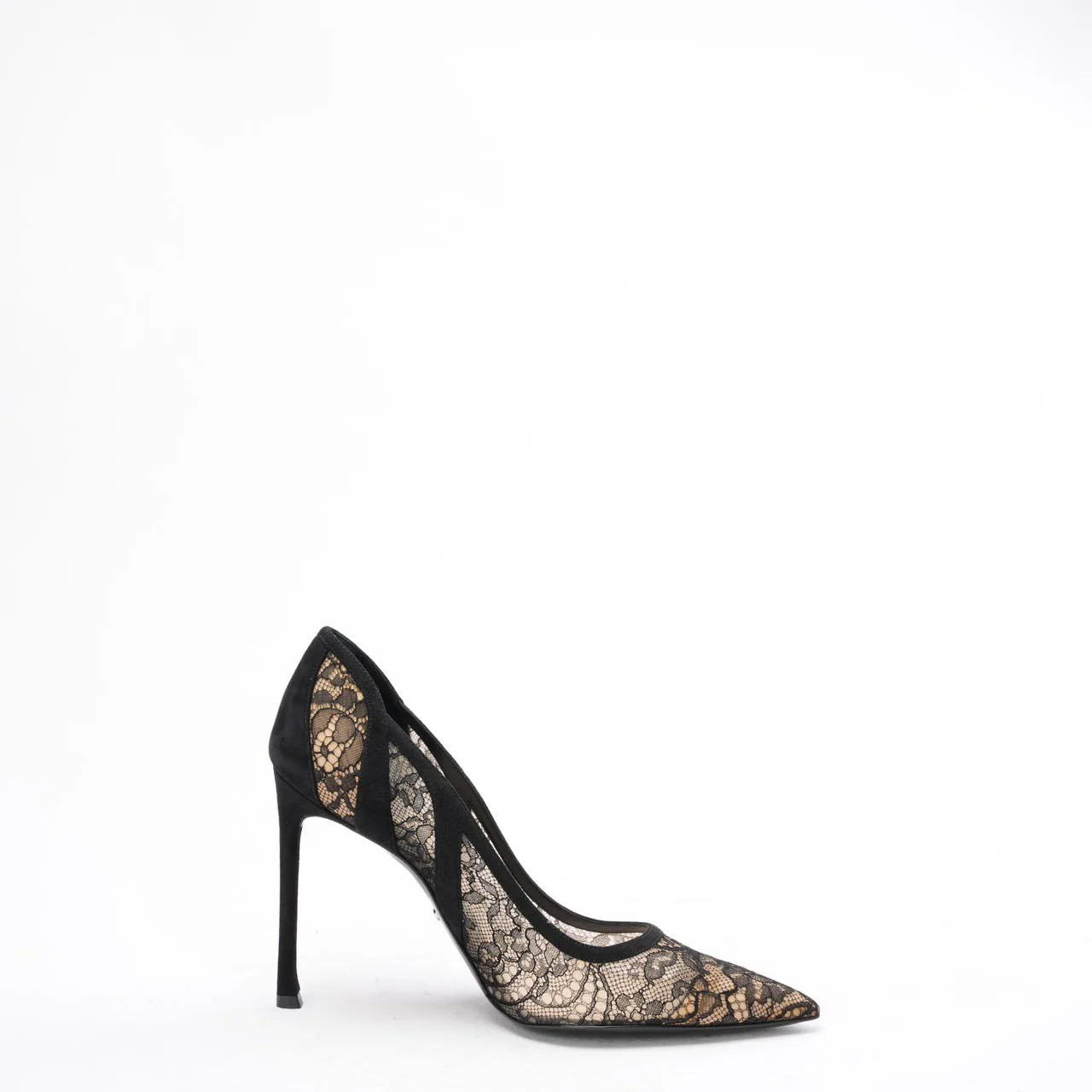 Dior Black Lace and Suede Pointed Toe Pumps Size 38.5