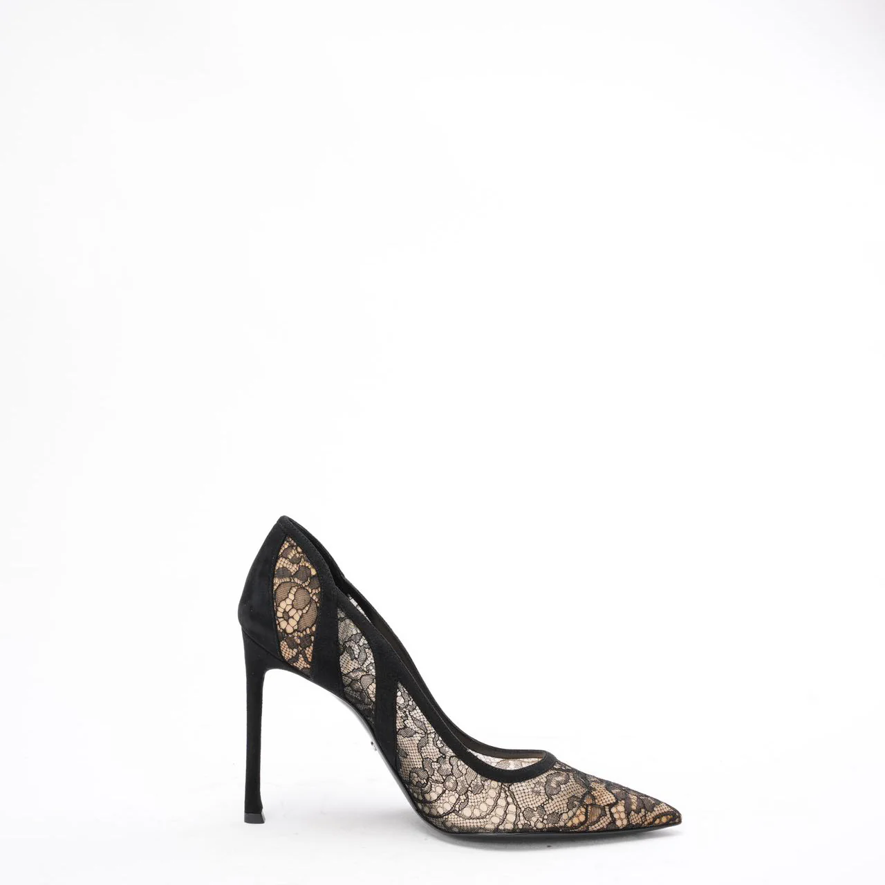 Dior Black Lace and Suede Pointed Toe Pumps Size 38.5