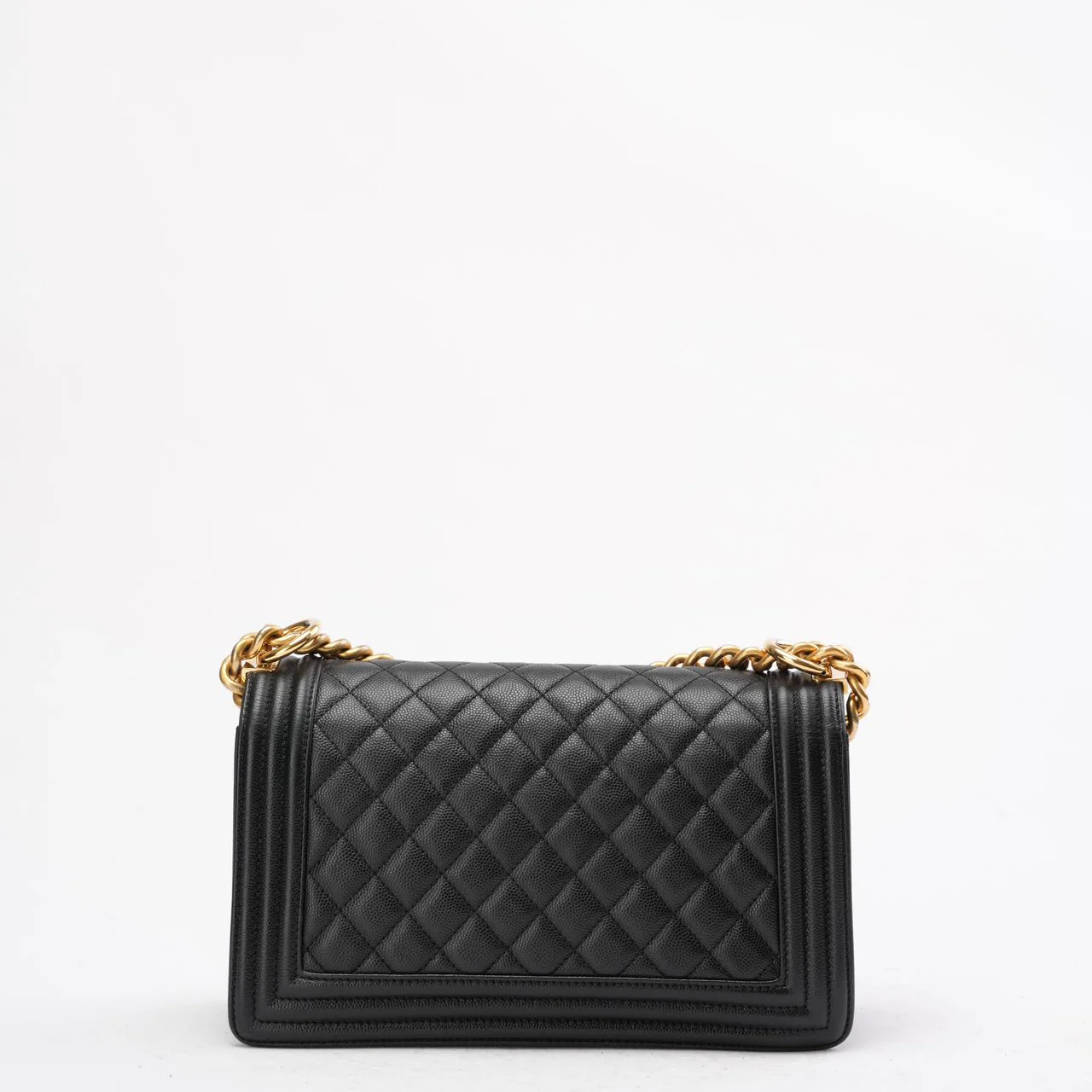 Chanel Boy Medium Black Flap Bag Quilted Caviar 2019
